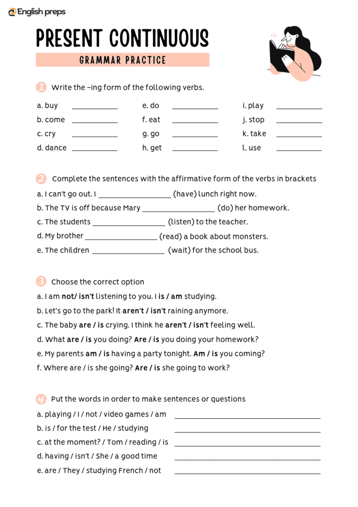 Present Continuous tense Practice Worksheet