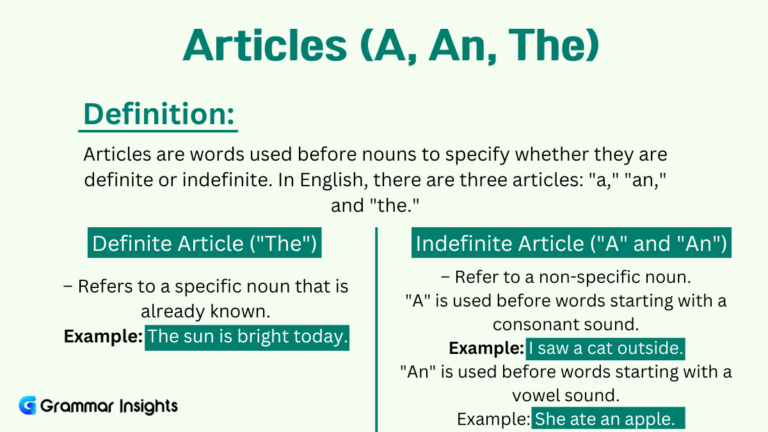 What are Articles in English - Types, Usage & Examples