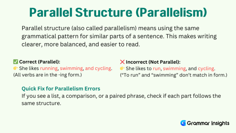 Parallel Structure or Parallelism in English