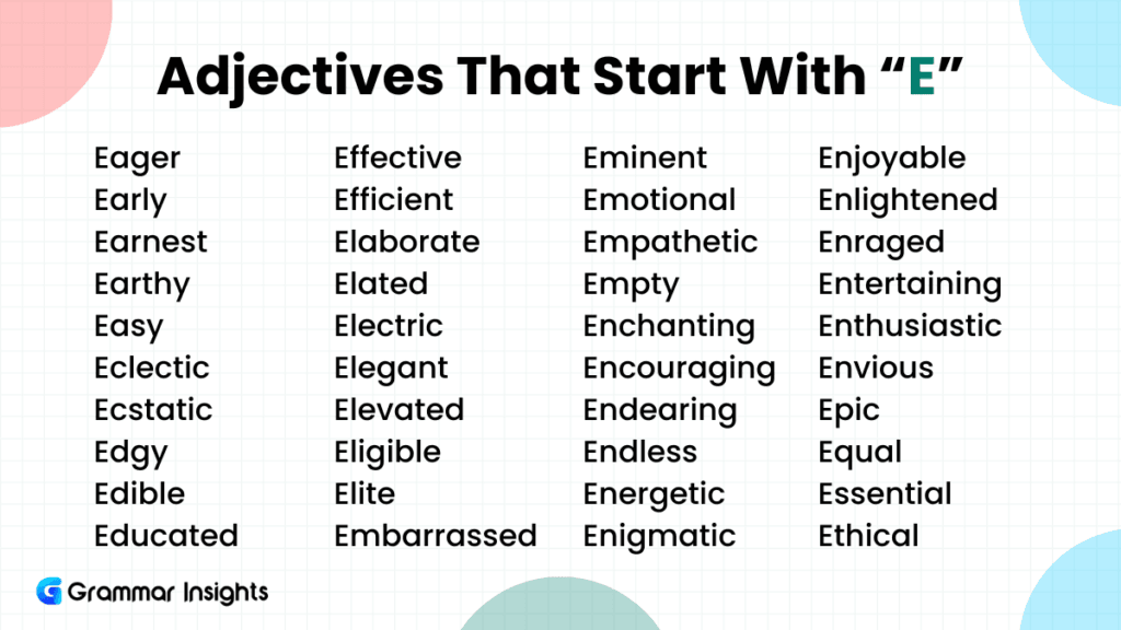 270 Adjectives That Start With E