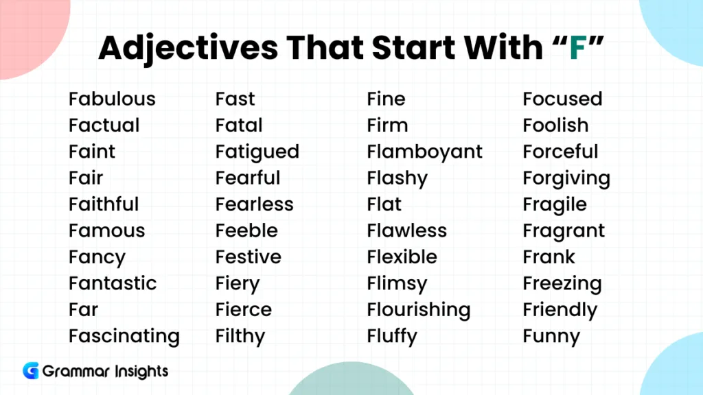 280 Adjectives That Start With F 280 Adjectives That Start With F