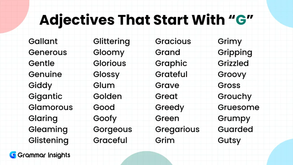 250 Adjectives That Start With G