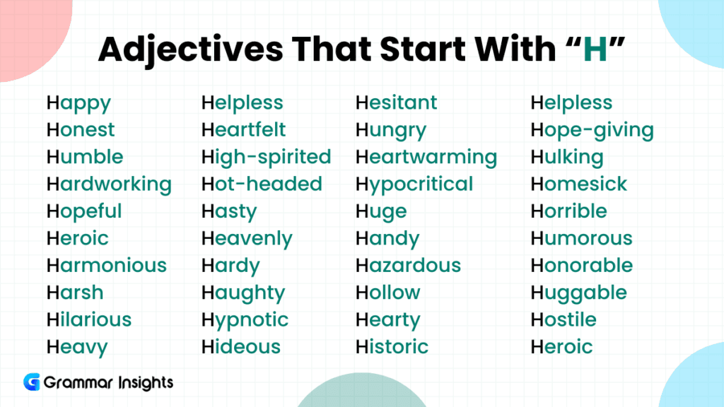 250 Adjectives That Start With "H"