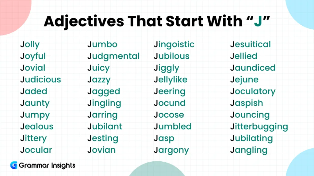 Adjectives That Start With “J”