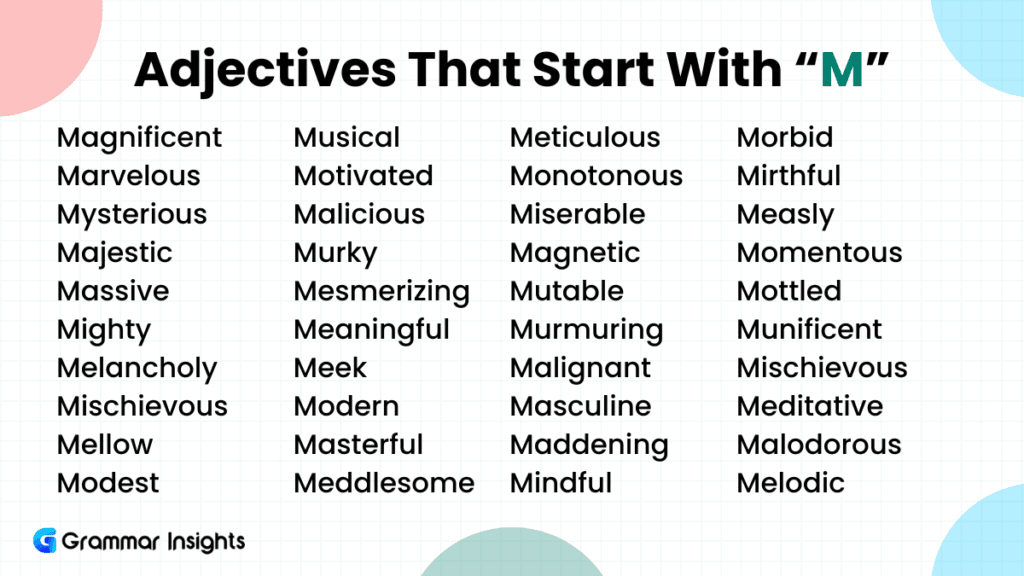 260 Adjectives That Start With M