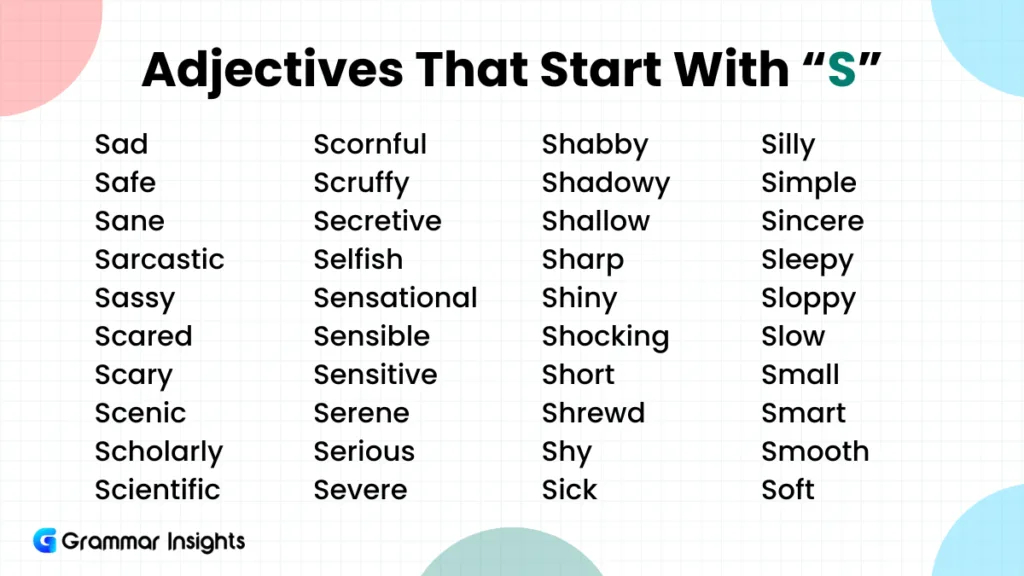 280 Adjectives That Start With S 280 Adjectives That Start With S