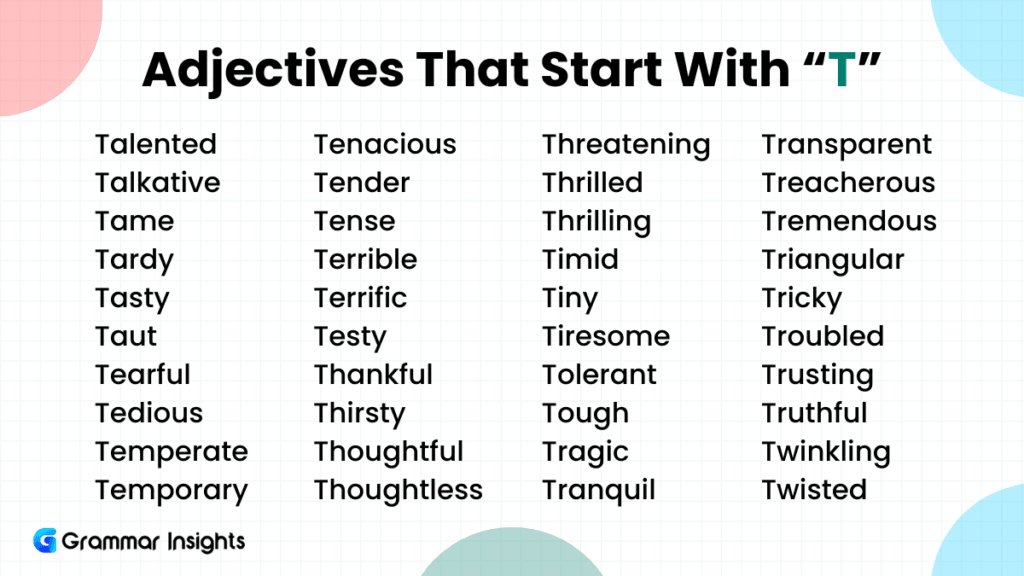 260 Adjectives That Start With T