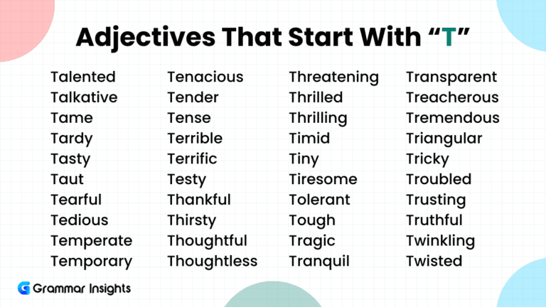 260 Adjectives That Start With T