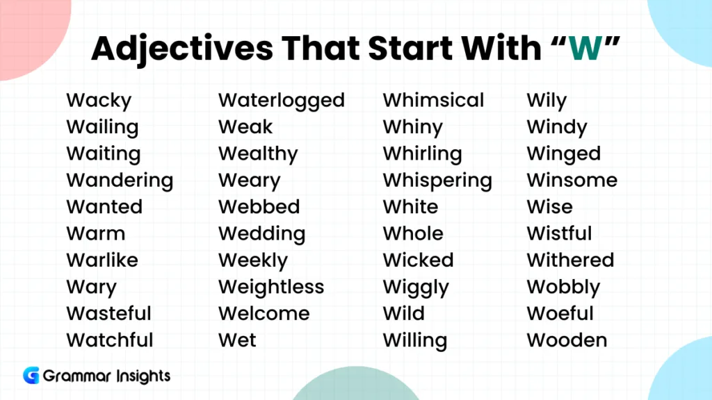 260 Adjectives That Start With W